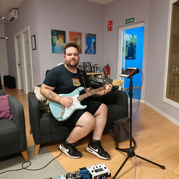 Sesión de grabación de guitarra