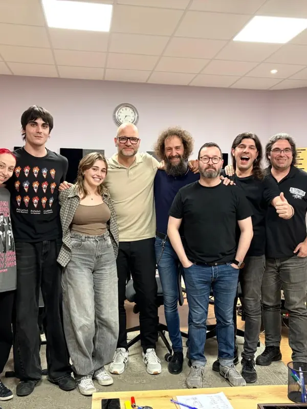A band after their session in Room M