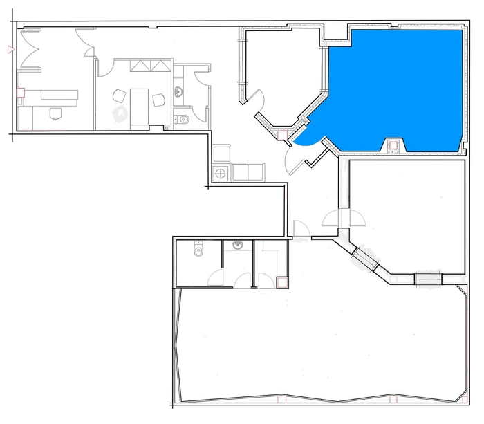 Floor plan: location of Room B within the studio