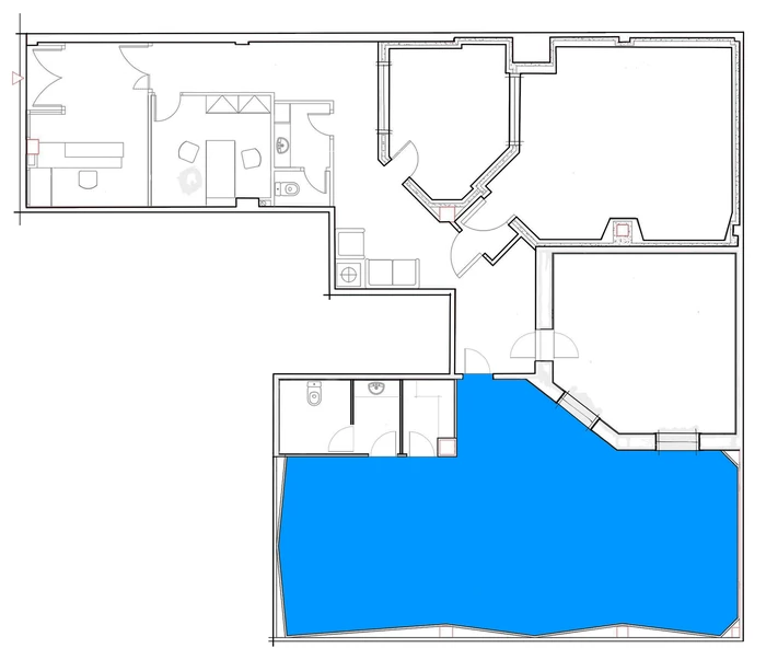 Floor plan: location of Room M within the studio
